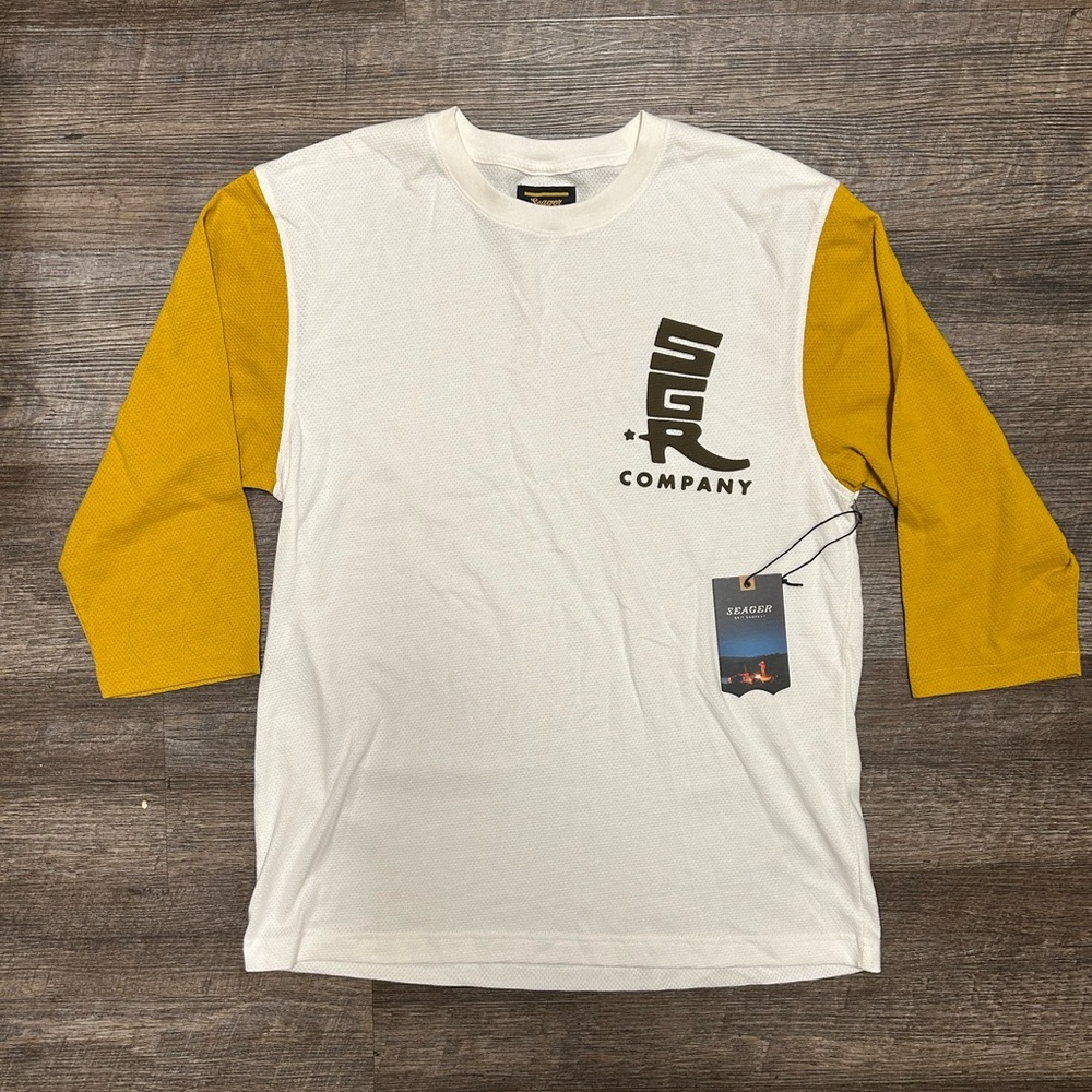 Seager Company Men's White and Yellow Shirt